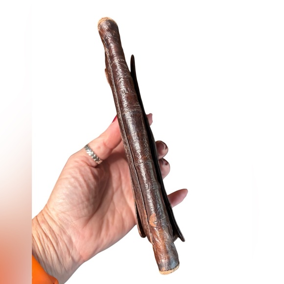 Eel Skin Chocolate Brown Wallet - Vintage - Picture 8 of 9